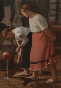 Cleaning Prints: Scrubbing the Floor, 1908. Creator: Juho Rissanen