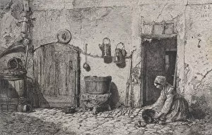 Cooking Pot Gallery: Scrubbing Woman, 1844. Creator: Charles Emile Jacque