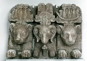 Horned Gallery: Sculpture of Three Animal Heads