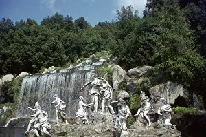 Artificial Gallery: Sculpture by a cascade, Palace of Caserta, Campania, Italy