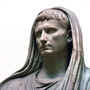 Headscarf Prints: Sculpture of the Emperor Augustus as the Pontifex Maximus, 1st century BC