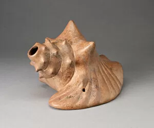 Colima Collection: Sculpture in the Form of a Conch Shell, Possibly a Trumpet, 200 B.C. / A.D. 200