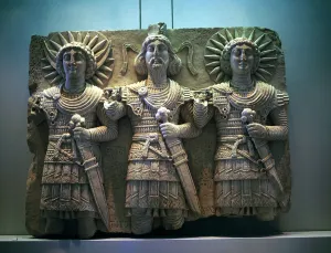 Palmyra Prints: Sculpture in high relief of gods, Palmyra, c2nd - 1st century BC