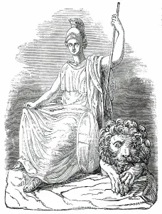Britannia Prints: Sculpture of the New Front of Buckingham Palace - Centre, 1850. Creator: Unknown
