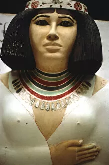 Heliopolis Gallery: Detail of a sculpture of Nofret, wife of Prince Rahotep, Meidum, 4th Dynasty, c26th century BC