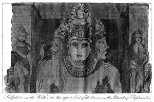Sculpture on the Wall at the Upper End of the Cave, Island of Elephanta, India, 1799