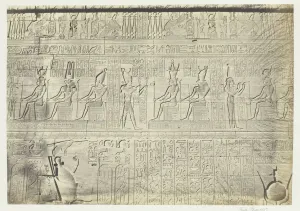 Dendera Temple Complex Gallery: Sculptures from the Outer Wall, Dendera, 1857. Creator: Francis Frith
