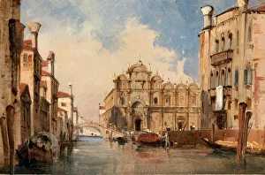 Oil On Paper On Canvas Prints: The Scuola di San Marco, Venice, c. 1830. Creator: Jules-Romain Joyant