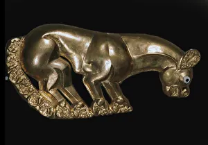 Scythian gold plaque from a shield or breastplate depicting a panther, 6th century BC Scythian gold plaque from a shield or breastplate depicting a panther, 6th century BC