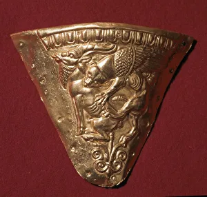 Scythian Prints: Scythian gold plate showing a winged panther attacking a goat
