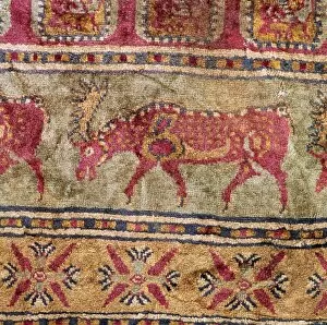 Altai Gallery: Detail of Scythian pile carpet, 5th century BC