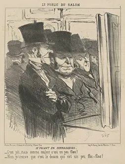 Salon Prints: Se posant en connaisseurs, 1852. Creator: Honore Daumier