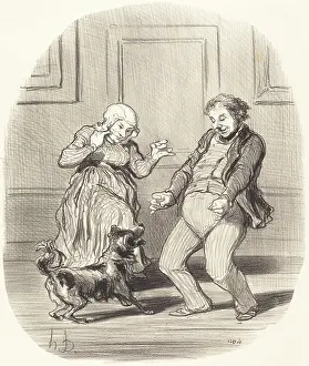 Relief Prints: Se rejouissant en famille de la fin de la Canicule, 1852. Creator: Honore Daumier
