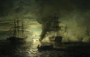 Indian Ocean Prints: The Sea battle at the Algoa Bay in 1799, 1863. Creator: Johan Jacob Bennetter