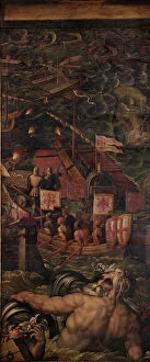 Sea battle between Florentines and Pisans, 1563-1565. Artist: Vasari, Giorgio (1511-1574)