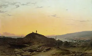Rowing Boat Prints: Sea Bay, 1835. Creator: August Matthias Hagen