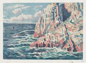 19th 20th Century Gallery: The Sea at Camaret, The Red Rocks, 1895. Creator: Maximilien Luce (French, 1858-1941)