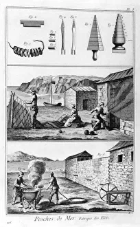 Diderot Gallery: Sea fishing, net manufacture, 1751-1777