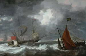 Surge Gallery: Sea storm with sailing ships, c. 1645. Artist: Peeters, Bonaventura, the Elder (1614-1652)