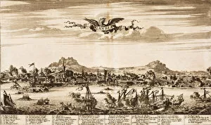 Bibliotheek Van Het Vredespaleis Collection: Seabattle during the siege of Candia (From: Schauplatz des Krieges), 1675. Creator: Anonymous