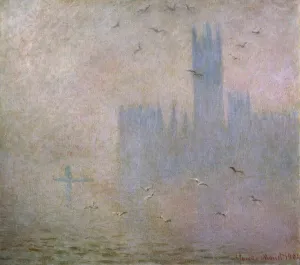 Victoria Tower Prints: Seagulls. The Thames in London. The Houses of Parliament, 1903-1904. Artist: Claude Monet
