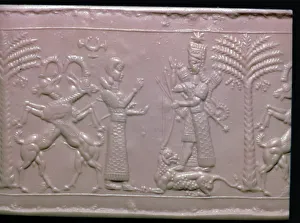 Mesopotamian Prints: Seal showing the goddess Ishtar, Neo-Assyrian, c720-c700 BC