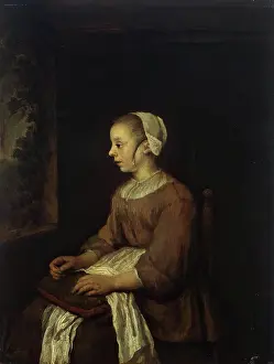 Class Prints: The Seamstress, 1671. Creator: Philip Koninck