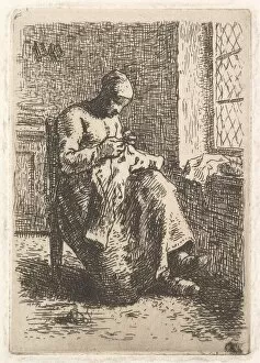 Mending Collection: The Seamstress, 1853. Creator: Jean Francois Millet