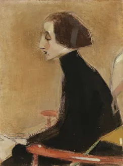 Schjerfbeck Helene Prints: The Seamstress, Half-Length Portrait (The Working Woman)
