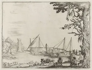 Anchored Prints: Seaport with Anchored Vessels, 1638. Creator: Ercole Bazicaluva