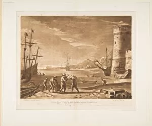 Claude Gellée Gallery: Seaport with Sailors Loading Merchandise, 1774. Creator: Richard Earlom