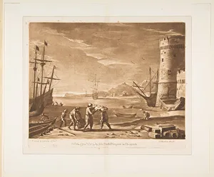 Alderman Boydell Prints: Seaport with Sailors Loading Merchandise, 1774. Creator: Richard Earlom