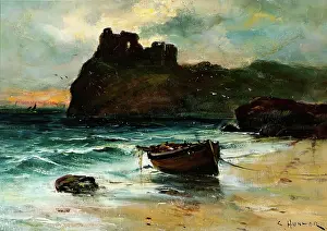 Aberdeen Art Gallery Museums Prints: Seascape with Castle, c1870-1900. Creator: Colin Hunter