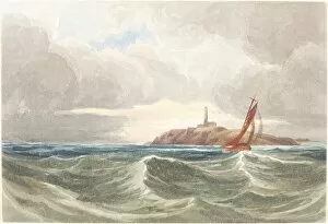 James Redfoord Bulwer Collection: Seascape with Lighthouse. Creator: James Bulwer
