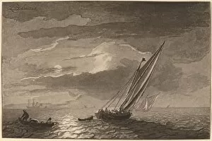 Seascape Gallery: Seascape with Full Moon, 1779, published 1781. Creator: Cornelis Brouwer