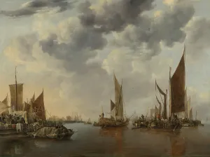 Sails Prints: Seascape with Ships. Creator: Jan van de Cappelle