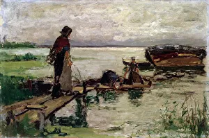 At the Seashore, 19th or early 20th century. Artist: Jozef Israels At the Seashore, 19th or early 20th century. Artist: Jozef Israels