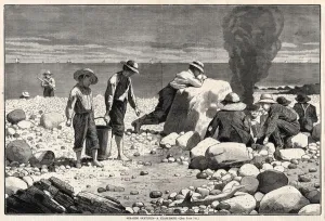 Winslow Homer American Prints: Seaside Sketches - A Clam-Bake, 1873. Creator: Winslow Homer (American, 1836-1910)