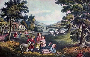 The Season of Joy, Childhood, 1868.Artist: Currier and Ives
