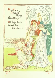 Arts Crafts Movement Prints: The Four Seasons flight forgetting, As they dance round the dial stone, 1899