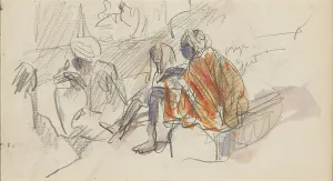 Algerian Prints: Seated Algerians, 1922. Creator: Marius Bauer