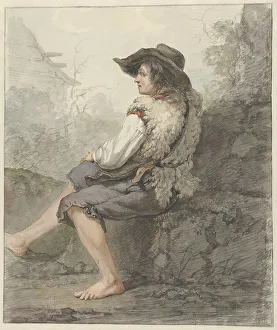 Sheepskin Prints: Seated boy with hat and sheepskin, 1766-1815. Creator: Jacob van Strij