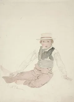 Anders Ekman Prints: Seated boy, Norrby-Kalle, 1853. Creator: Karl Anders Ekman