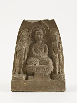 Seated Buddha with two bodhisattvas, Period of Division, 557-581. Creator: Unknown Seated Buddha with two bodhisattvas, Period of Division, 557-581. Creator: Unknown