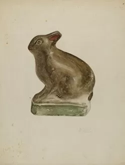 Rabbit Collection: Seated Chalkware Rabbit, c. 1939. Creator: Andrew Topolosky