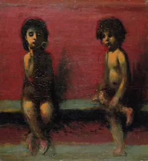 Semi Naked Prints: Two Seated Children, 1885-1887. Creator: Arnold Bocklin
