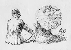 Seated couple from behind, c1950. Creator: Shirley Markham