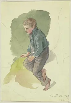 Human Prints: Seated farm boy from Berod, 1835. Creator: Jakob Becker