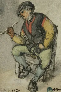 Ostade Adriaen Van Prints: Seated farmer smoking a pipe. Creator: Adriaen van Ostade