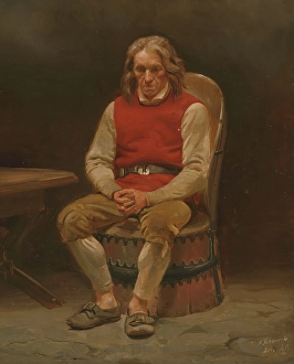 Belt Prints: Seated Farmer, Study for Haugianerne, 1846. Creator: Adolph Tidemand